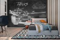 PD-012 Фотообои 3D ТАНК МЕЛОМ песок 200*270 РАСПРОДАЖА