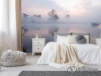 TM-010 Фотообои 3D ТУМАННАЯ ДЫМКА НАД ОЗЕРОМ песок 300*270 РАСПРОДАЖА