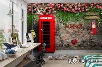 PD-037 Фотообои 3D ТЕЛЕФОННАЯ БУДКА С ГРАФФИТИ песок 300*270 РАСПРОДАЖА